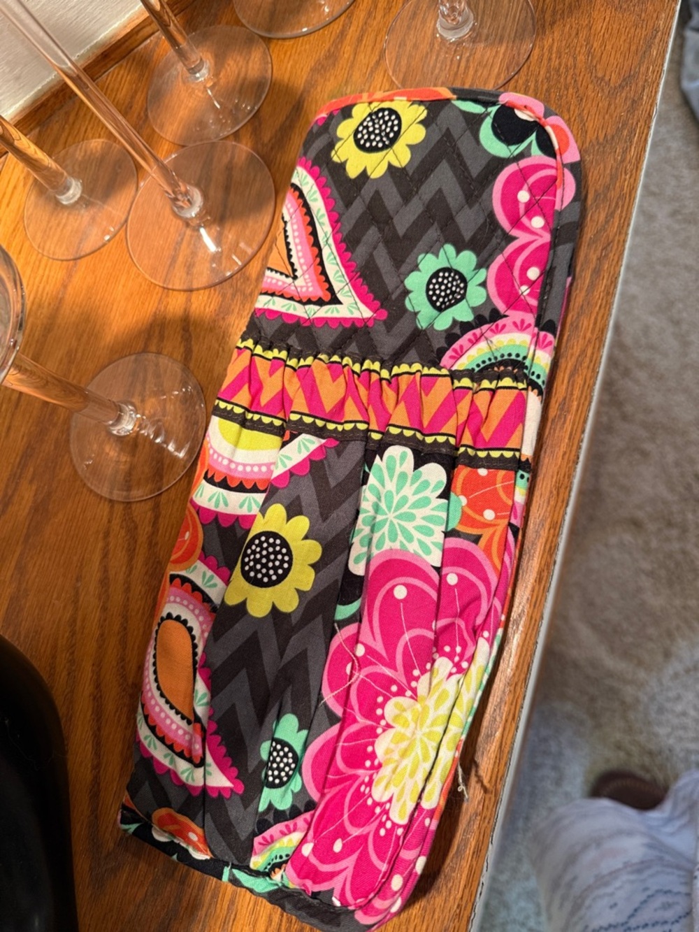 Vera Bradley Pink, Yellow & Green Floral Quilted Hot Tools Carrier